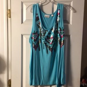 Avenue blue sequin tank top size 26/28